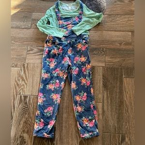 Matilda Jane Wildest Dream floral overalls and matching shirt size 10